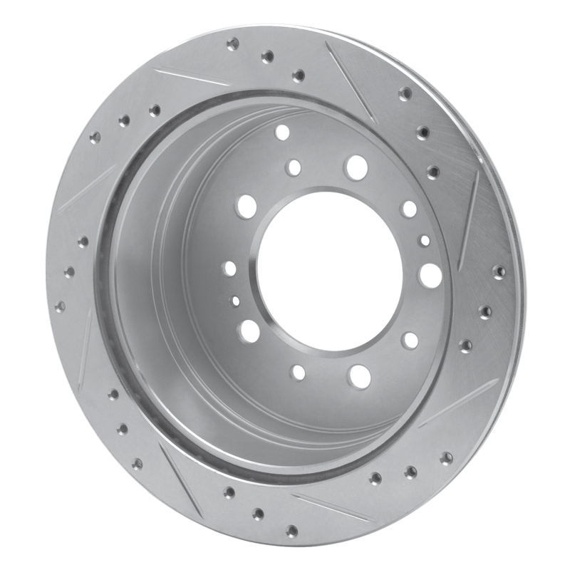 Lexus LX470 Brake Rotor (1) - Rear Left - R1 Concepts - Drilled & Slotted - Silver - `98-`07